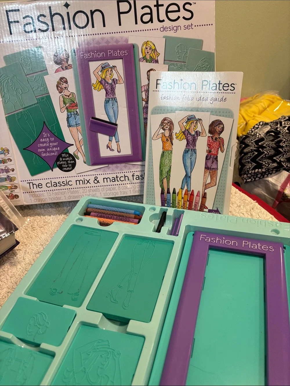 Fashion Plates Design Set - Teal & Purple Fashion Drawing Kit
